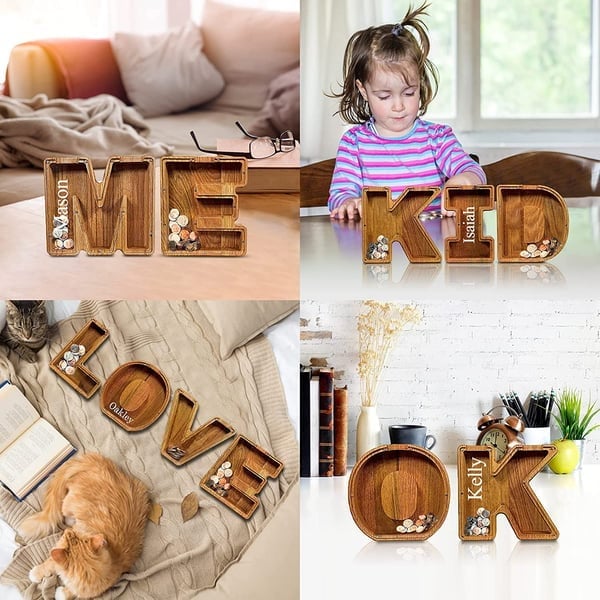 ⏰LAST DAY $19.99 ⏰ - Letter Piggy Bank-Wood Gift For Kids